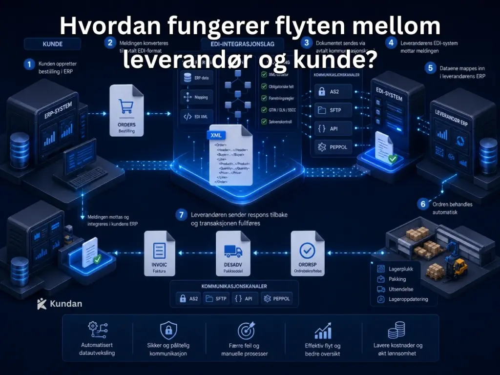 Hvordan fungerer flyten mellom leverandør og kunde?